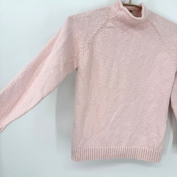 LL Bean Women's Cotton Ragg Roll Neck Sweater Light Pink Size Medium New - Picture 4 of 7